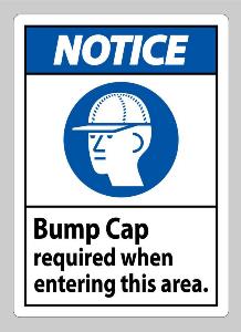 Bump Cap Required When Entering This Area Sign