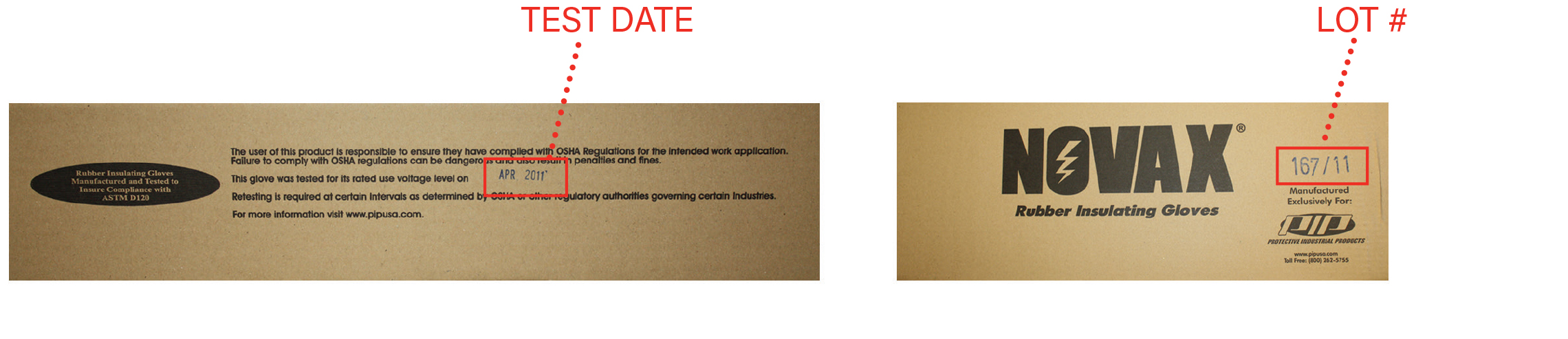 NOVAX Rubber Insulating Gloves Test Markings